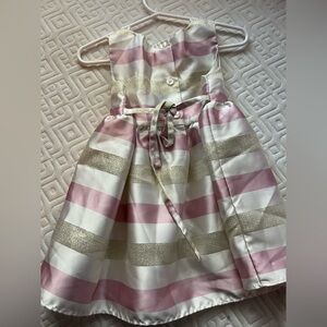 Striped Pink and Gold Kids Dress